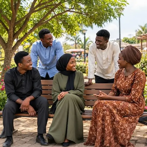 group of young African friends